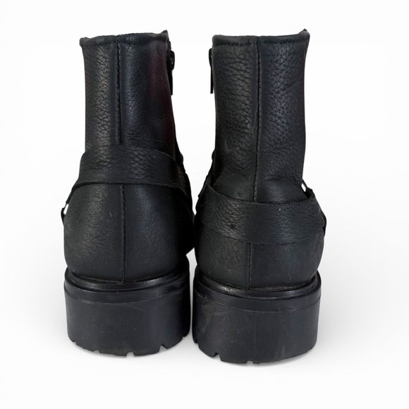 MARTINO black leather harness ankle boots lug sole 10 - Picture 5 of 9